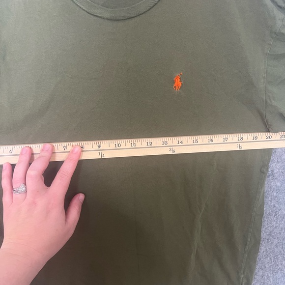 Ralph Lauren Olive Green Short Sleeve Crew Tee with Orange Logo - Picture 3 of 7